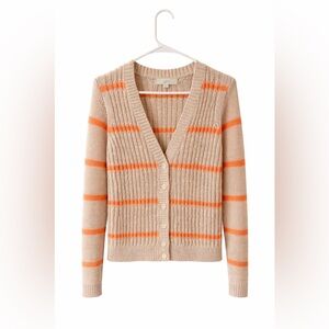 LOFT Tan and Orange Striped Cardigan